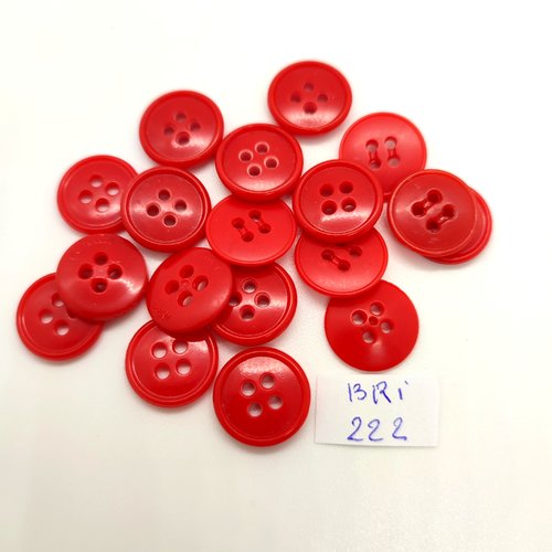 18 boutons en résine rouge - 15mm - bri222