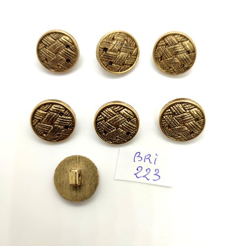 7 boutons en résine doré - 15mm - bri223