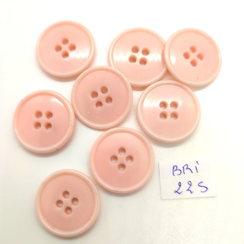 8 boutons en résine rose - 21mm - bri225