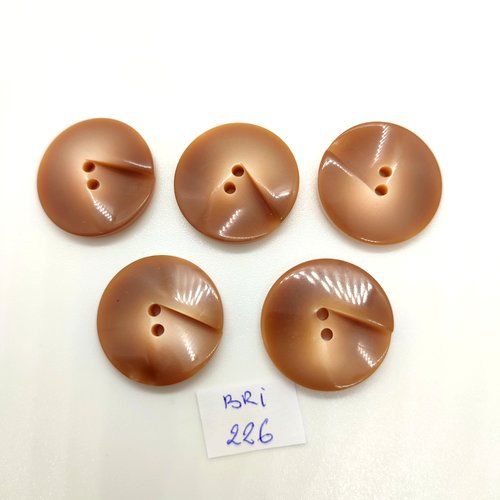 5 boutons en résine marron clair - 23mm - bri226