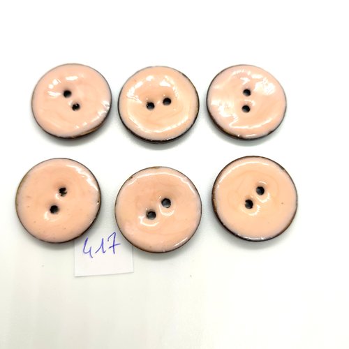 6 boutons en coco rose - 25mm - 417