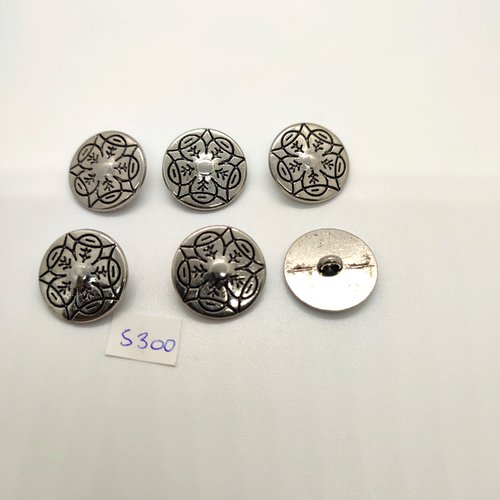6 boutons en métal argenté - 20mm - tr5300
