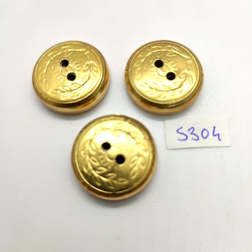 3 boutons en métal doré - 22mm - tr5304