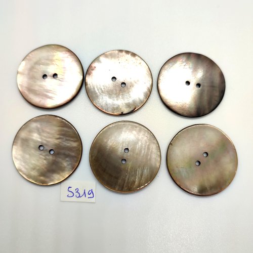 6 boutons en nacre marron - 34mm - tr5319