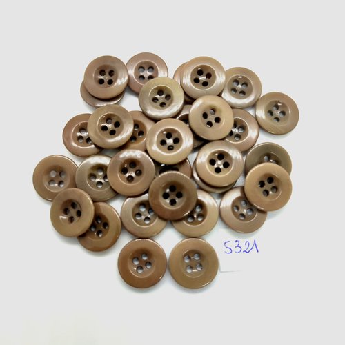 30 boutons en résine kaki - 14mm - tr5321