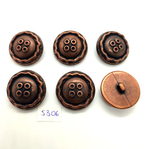 6 boutons en résine cuivre - 27mm - tr5306