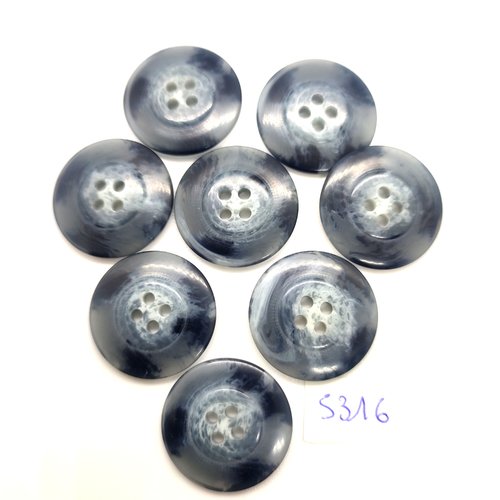 8 boutons en résine gris / bleu - 23mm - tr5316