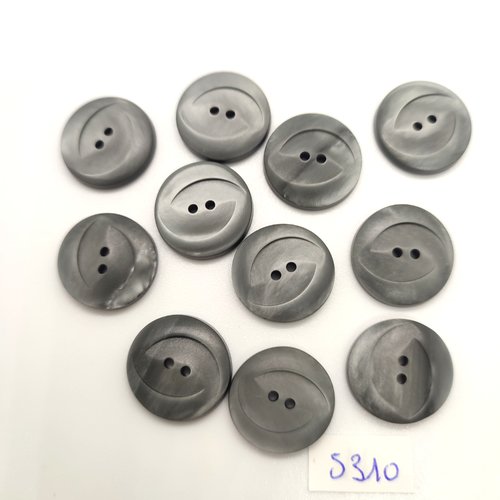 11 boutons en résine gris - 18/19mm - tr5310