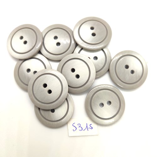 10 boutons en résine gris - 22mm - tr5315