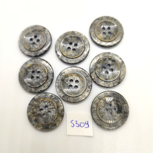 8 boutons en résine gris - 23mm - tr5309