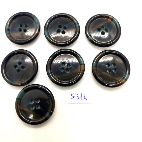 7 boutons en résine gris foncé - 28mm - tr5314