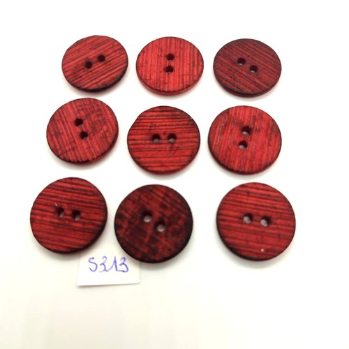 9 boutons en résine rouge très foncé - 20mm - tr5313