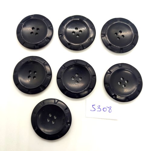 7 boutons en résine bleu foncé - 28mm - tr5308