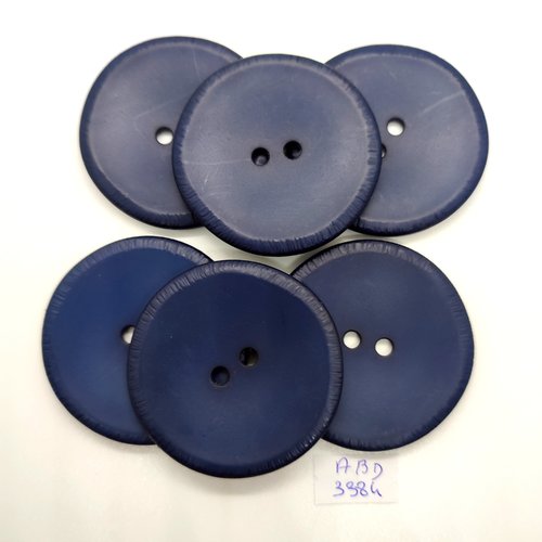 6 boutons en résine bleu foncé - 50mm - abd3384