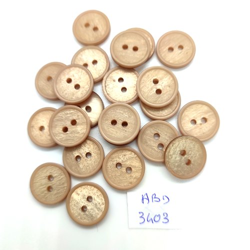22 boutons en résine beige foncé - 15mm - abd3403