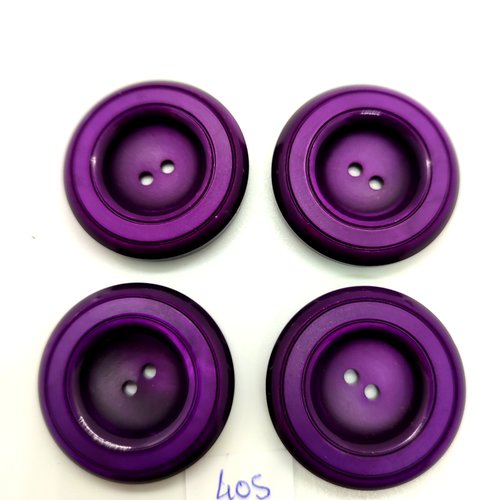 4 boutons en résine violet - 34mm - 405