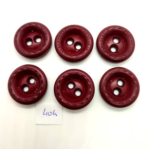 6 boutons en résine bordeaux / marron - 27mm - 404