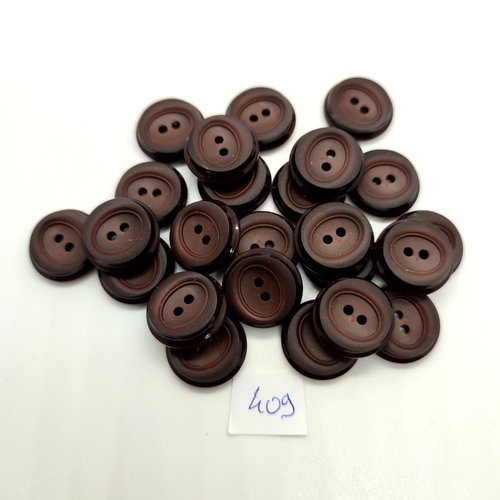 24 boutons en résine marron - 18mm - 409
