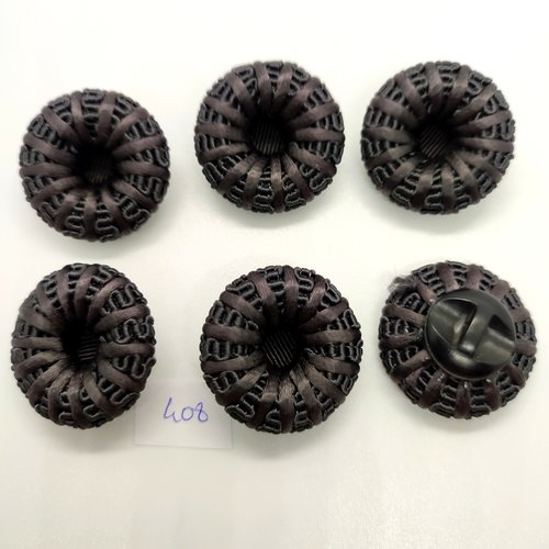 6 boutons en résine gris très foncé - 32mm - 408