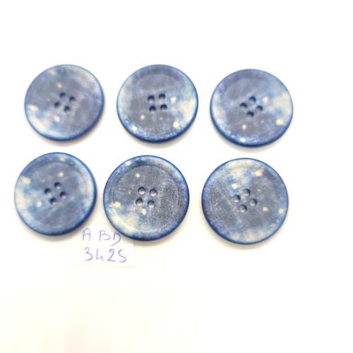 6 boutons en résine bleu dégradé - 18mm - abd3425