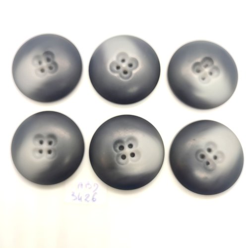 6 boutons en résine gris dégradé - 34mm - abd3426