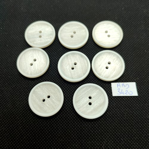 8 boutons en résine blanc cassé- 25mm - abd3420
