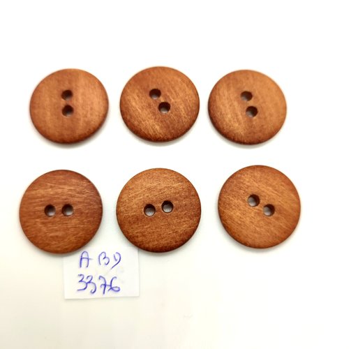 6 boutons en résine marron - 21mm - abd3376