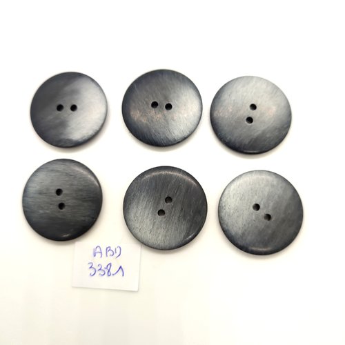 6 boutons en résine bleu / gris - 25mm - abd3381
