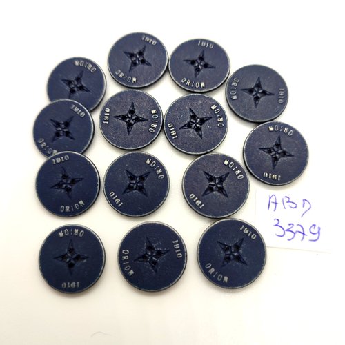 7 boutons en métal gris / bleu (1910 orion) - 20mm - abd3380