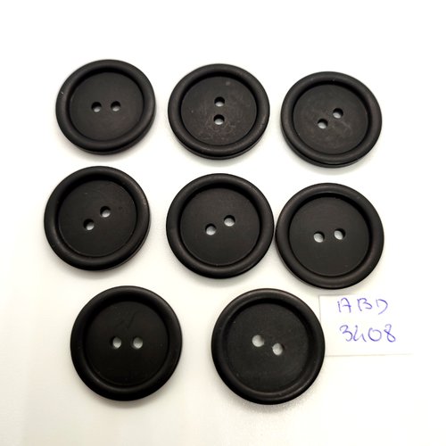 8 boutons en résine noir - 23mm - abd3408