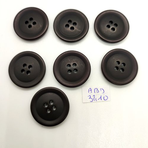 6 boutons en résine noir - 23mm - abd3410