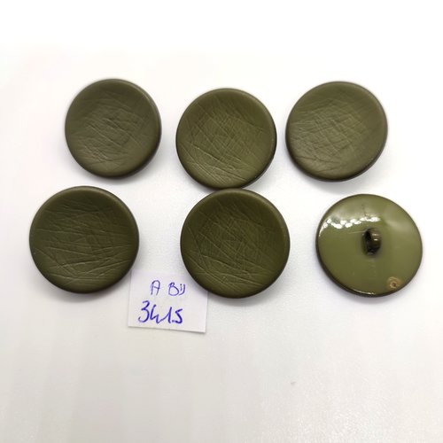 6 boutons en résine vert - 23mm - abd3415