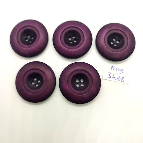5 boutons en résine violet - 30mm - abd3418