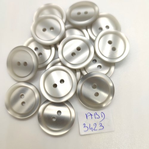 15 boutons en résine gris - 20mm - abd3423