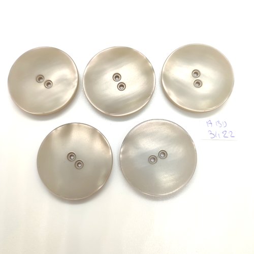 5 boutons en résine gris - 34mm - abd3422