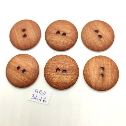 6 boutons en résine marron - 28mm - abd3416
