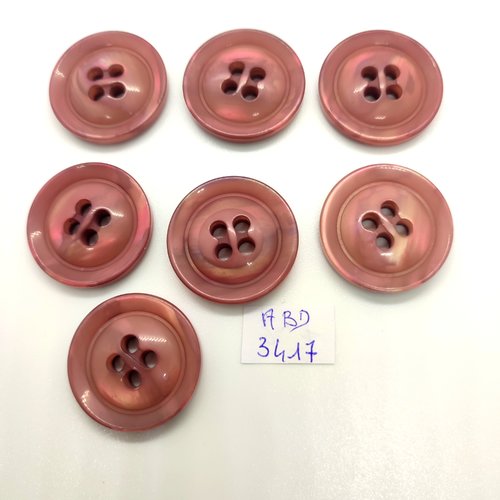 7 boutons en résine vieux rose - 28mm - abd3417