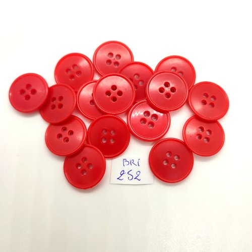 16 boutons en résine rouge - 18mm - bri252