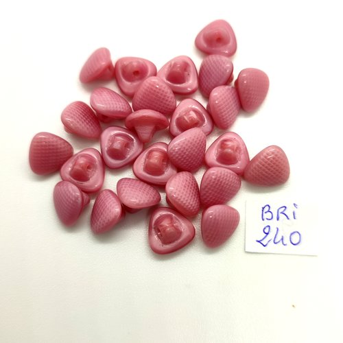 26 boutons en verre rose - 10mm - bri240