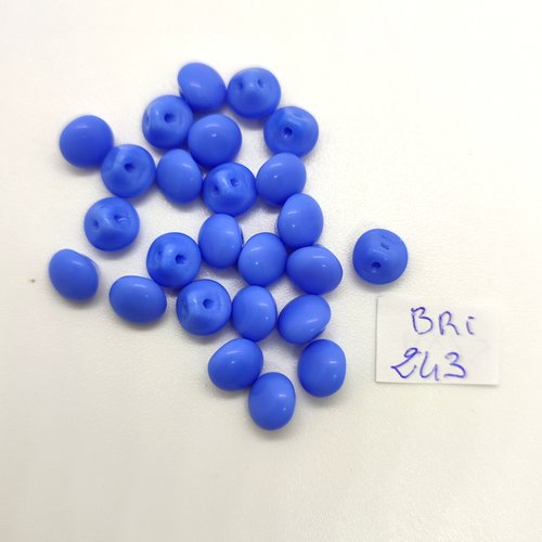 25 boutons en verre bleu - 7/8mm - bri243