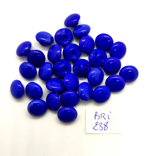30 boutons en verre bleu foncé - 10mm - bri238