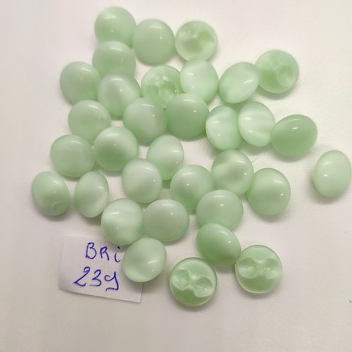 30 boutons en verre vert d'eau - 10mm - bri239