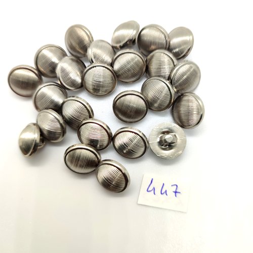 24 boutons en résine argenté - 12mm - 447