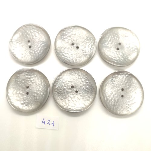 6 boutons en résine gris - 36mm - 421