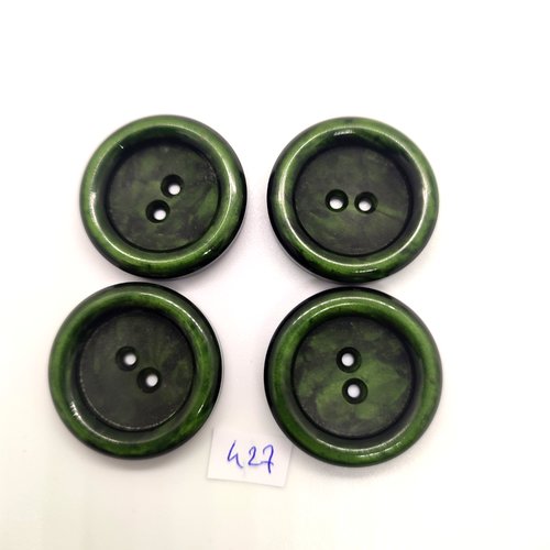 4 boutons en résine vert - 30mm - 427