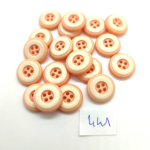 19 boutons en résine rose / orangé - 14mm - 441