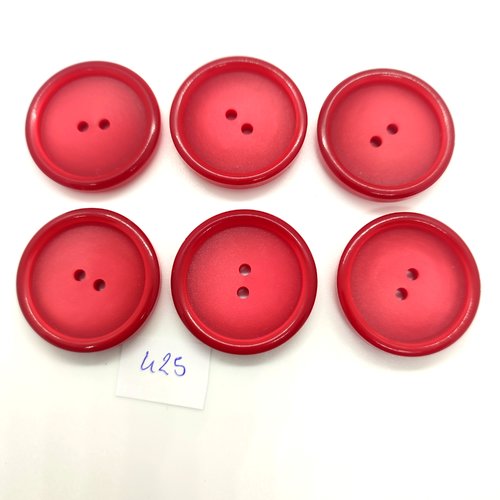 6 boutons en résine rouge - 30mm - 425