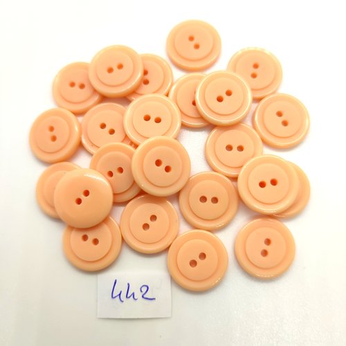 24 boutons en résine rose / orangé - 14mm - 442