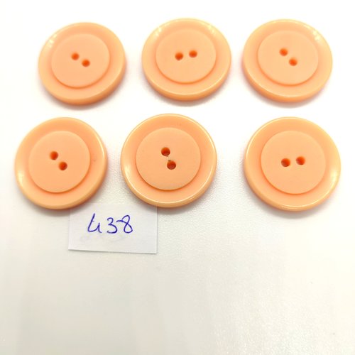 6 boutons en résine rose / orangé - 22mm - 438