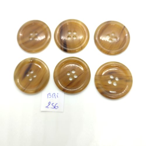 6 boutons en résine beige foncé - 27mm - bri256